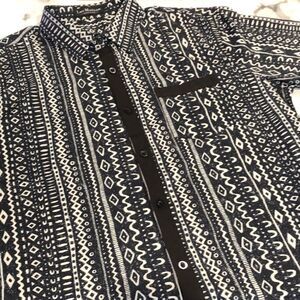 Luc Matton Designer Short Sleeve Button Front Mens L